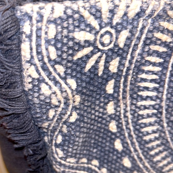 MYRA🌻BAG BOHO Blue Floral Canvas Navy Denim💙Brown LEATHER Handles & Accents - Picture 6 of 16